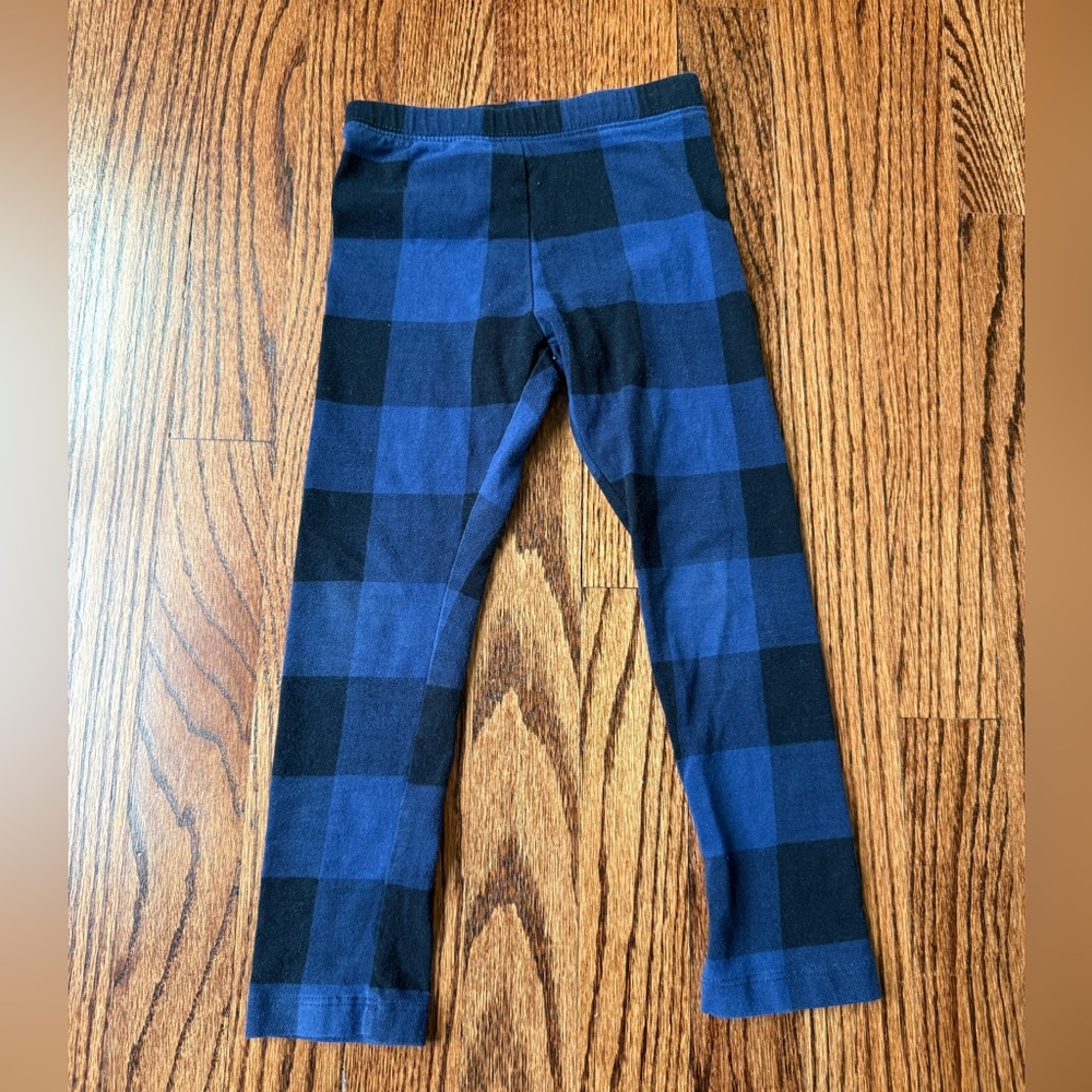 Old Navy Blue & Black Plaid Girls Leggings - Size 4t